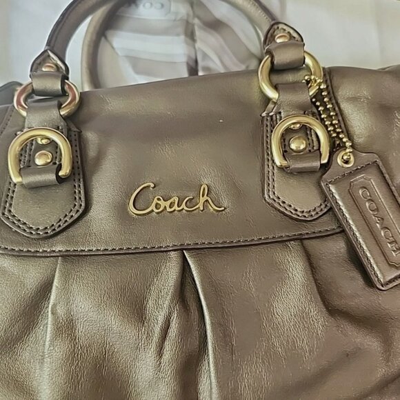 Coach Ashley Metallic Leather Satchel Bag - Picture 2 of 11